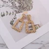 Hot Selling Exaggerated Hollow Hoop Earrings Female Alloy Drop Geometric Rectangle Earrings