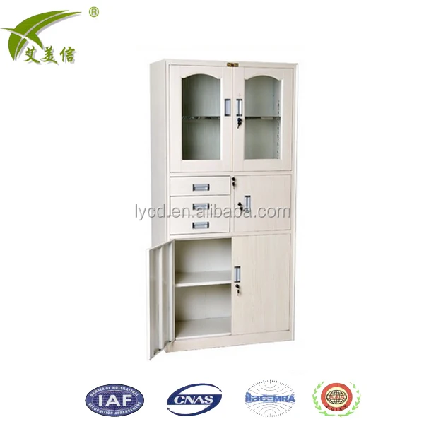 Half Glass Door 3 Drawers Inside One Box Office Safe Locker With