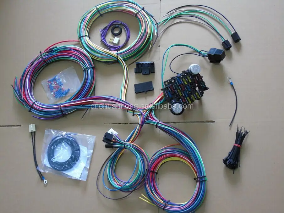 12v 21circuit Universal Automotive Complete Replacement Wiring Harness ...