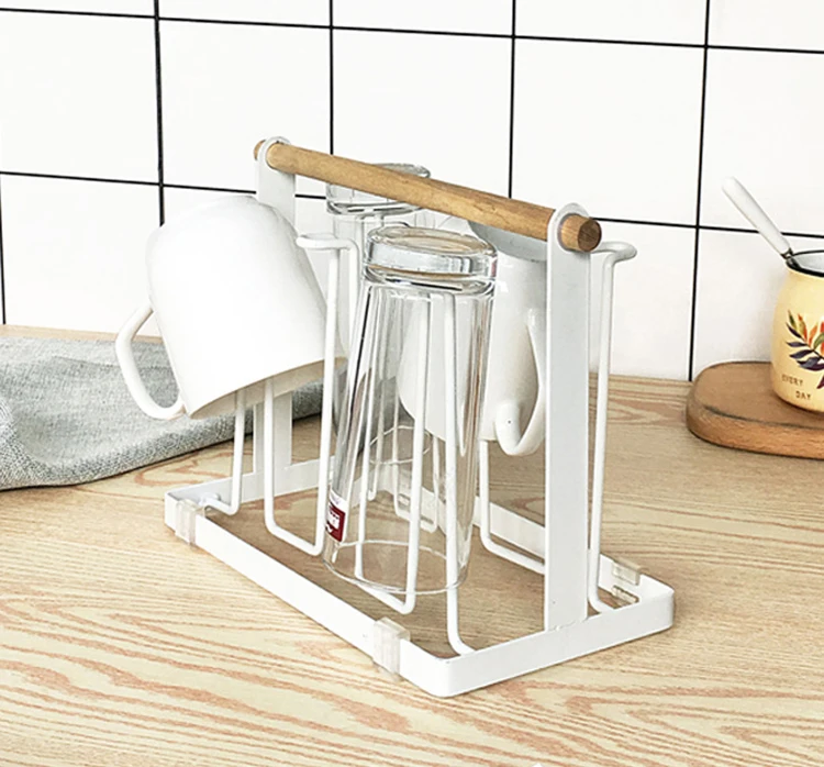 New Iron Metal Craft Japanese Upside-down Cup Drain Rack Glass Hanger Shelf Container Cup Drying Holder Kitchen Accessories