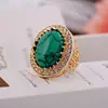 India Style Steam Punk Statement Ring For Men Emerald Turquoise Engagement Rings