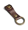 Brown premium quality embossed genuine leather keychain wholesale