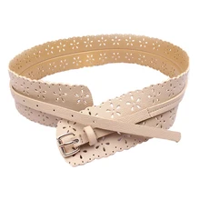 Amazing Womens Fashion PU Leather Lady Hollow Flower Waist Belt Waistband for Women Apparel Accessories
