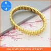 Gold color MEN Stainless Steel Stretch Bracelet w/ crystal diamond bangle