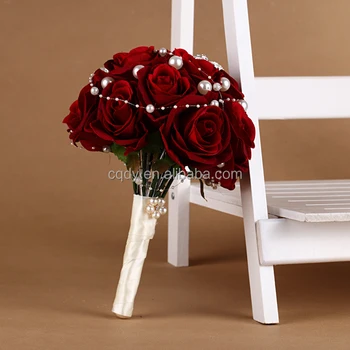 2015 En Vente Romantique Rouge Rose Bouquet De Fleurs Pour Mariagebouquet De Mariée Avec Brochevraie Touche Rose Bouquet Buy Bouquet De Mariage
