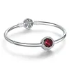 Antique Silver Original Women Charm bracelet 925 sterling silver women red opal beads charm Luxury bangle bracelet