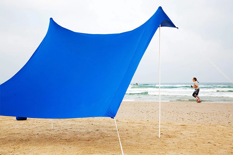 Zeslot Oem Uv50 Sunshade Lycra Stretch Sun Beach Tent With Poles Sand