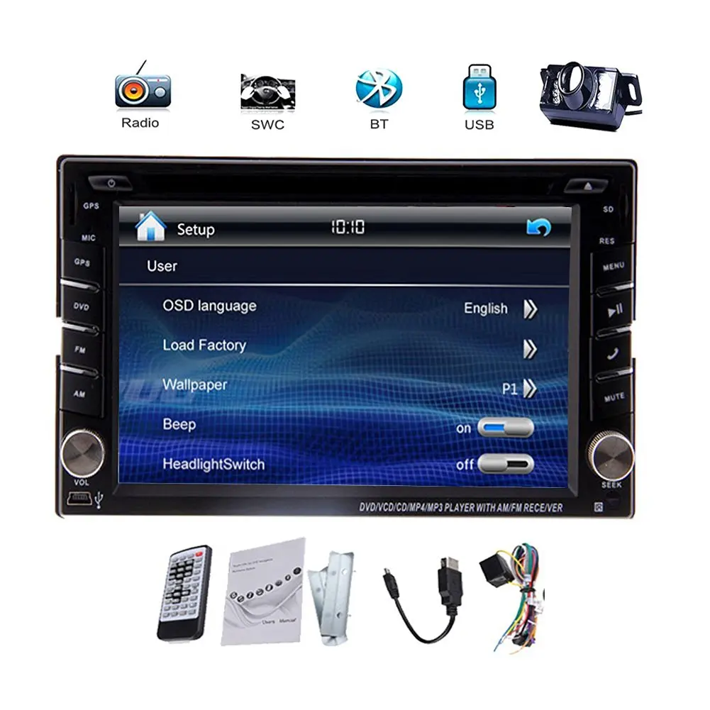 Christmas Sale!!! Electronics Camera 2015 Hot Sale Head Unit 6.2'' digital touchscreen Car DVD CD Receiver no gps Video Player 2 din Auto Radio Car Stereo Audio FM AM Transmitter RDS Radio Blu