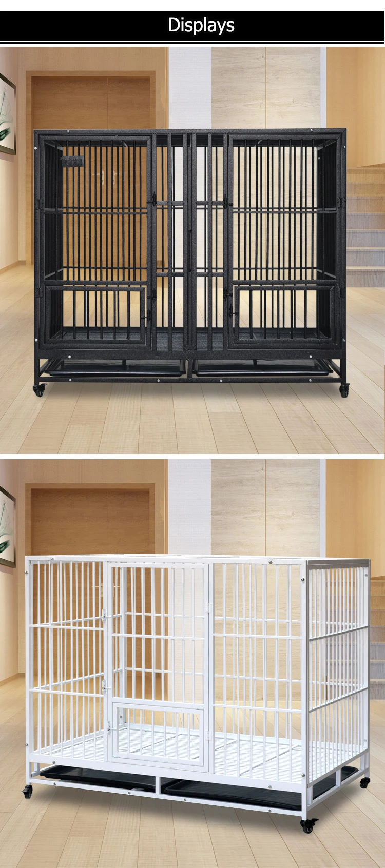 55" Anti Rust Pet Animal Hospital Vet Clinic Dog Cages With Partition