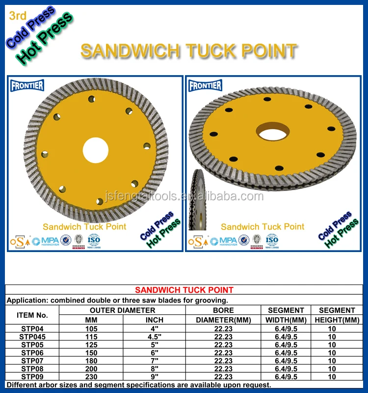 New style Cold press 4.5inch 115x9.5x10x22.23 with slot wide 9.5mm diamond saw blade for cutting wall