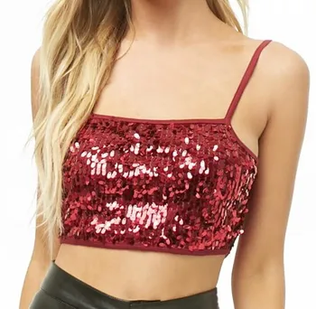 womens sequin crop top