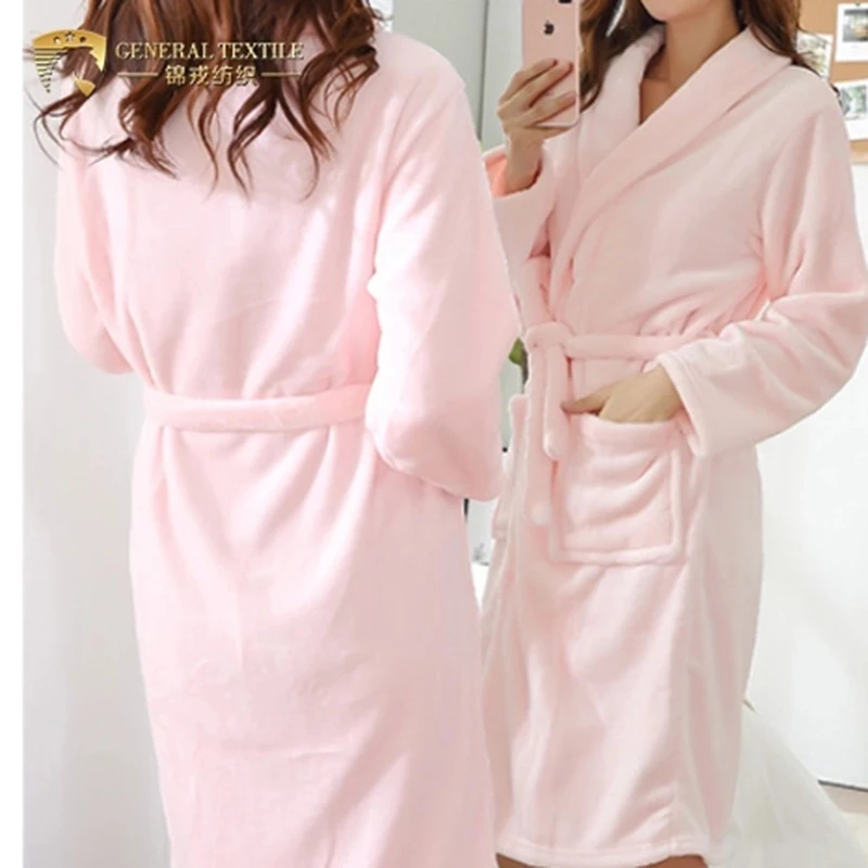 coral fleece fashion sleepwear bathrobe set for men and women