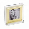 Living Room Crystal Clear Plexiglass Flash Gold Frame Graphic Frame 4x4 Inch Acrylic Cube Photo Frame
