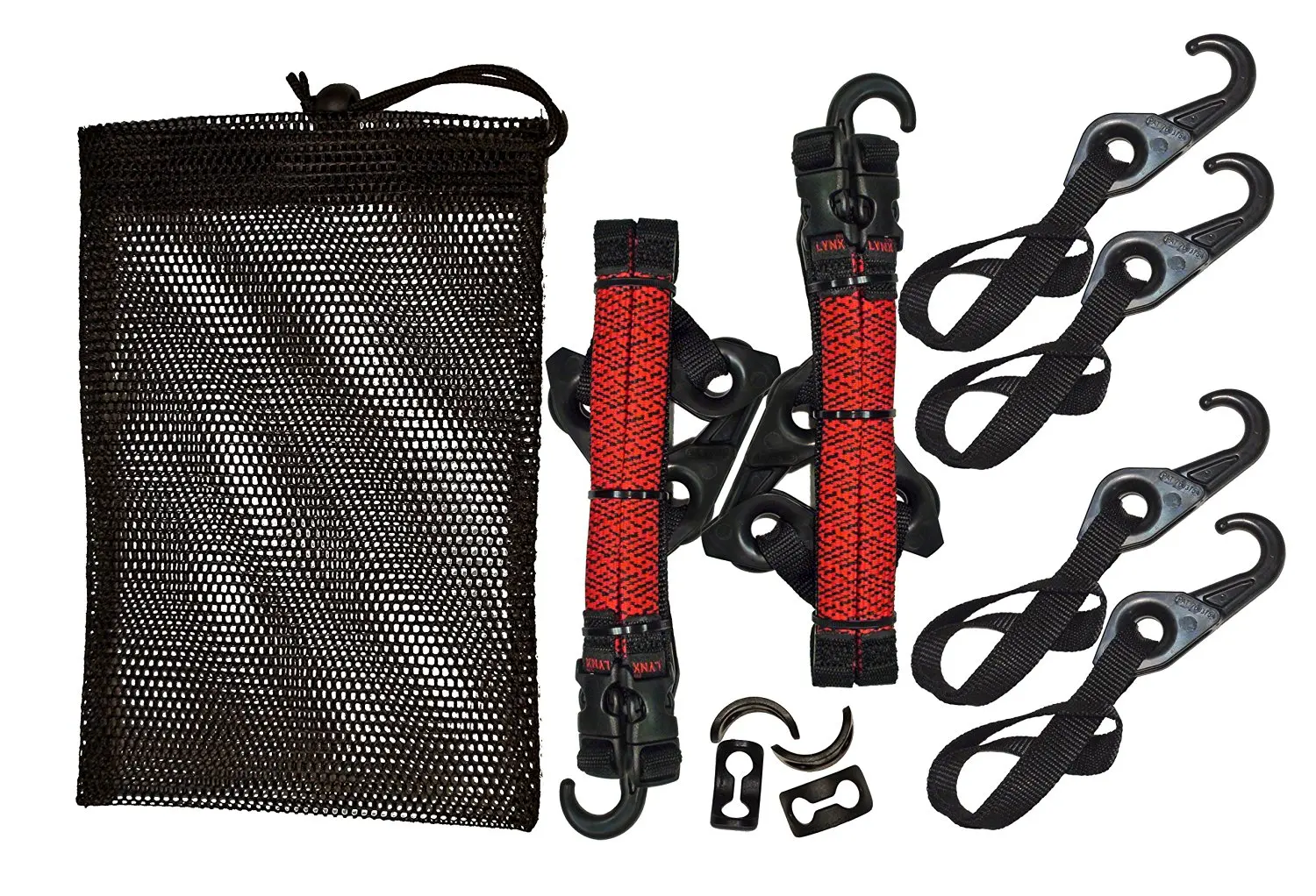 LYNX Hooks® Interlocking Adjustable Gear Strap Stash Bag Kit (Red)