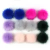 12cm wholesale a dozen group Factory wholesale faux fox fox fur pompom or raccoon fur pom pom ball with snap