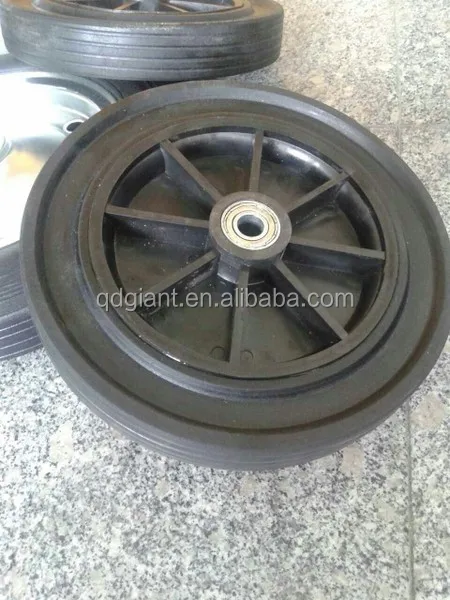 12 inch solid rubber wheel with plastic rim