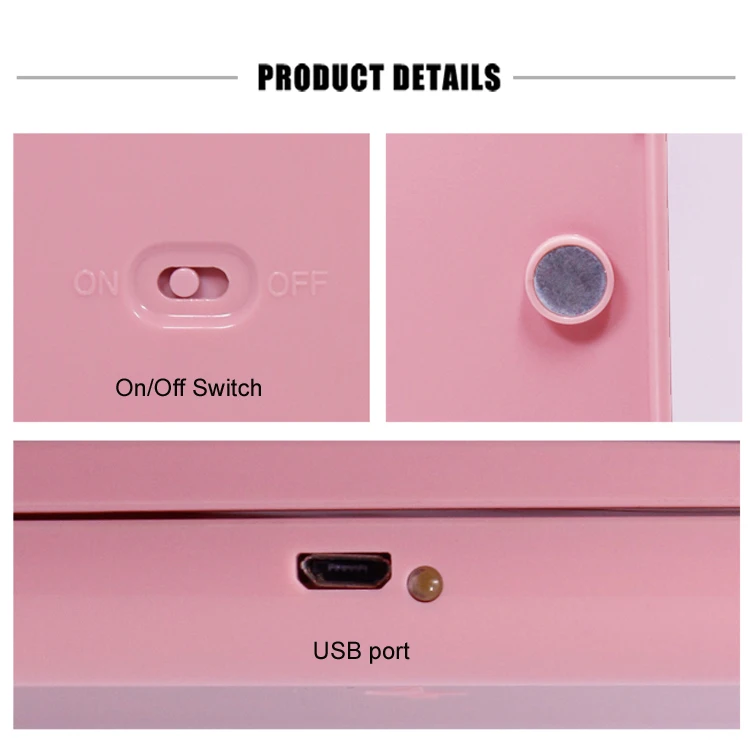 New Portable Super Thin Ipad Shape 1000Mah USB Rechargeable Folding Led Lighted Makeup Travel Mirror