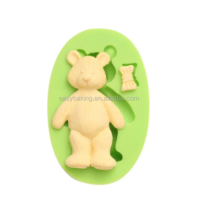 ES-0001 Animal Mould Teddy Bear Bow Fondant Silicone Molds for cake decorating.jpg