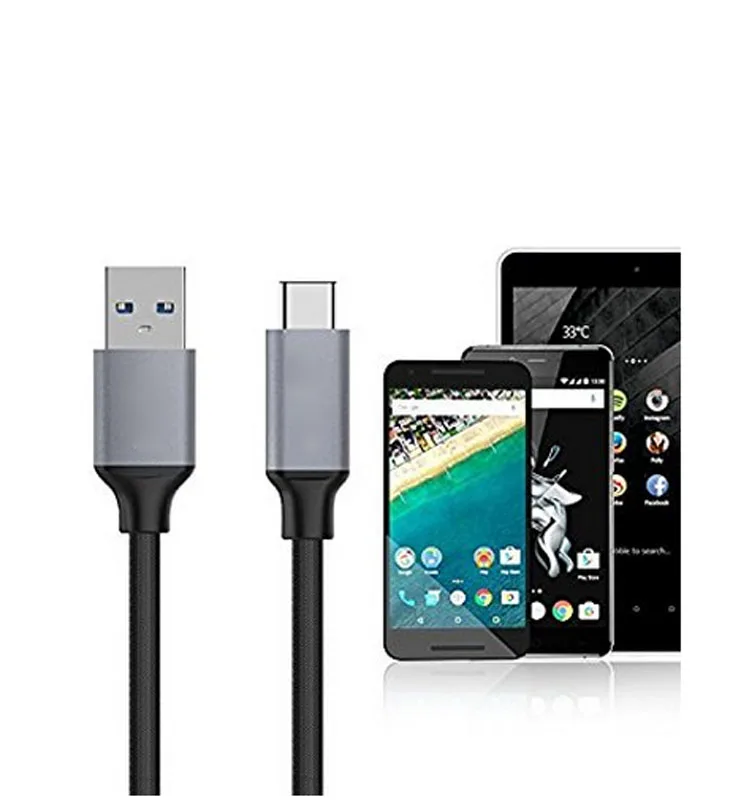 USB-C to USB 3.0 Cable Braided Nylon (3-Pack 3.3ft/1m) for Galaxy S8, Nexus 6P 5X, Google Pixel, LG G5 V20, HTC 10 - ANKUX.COM