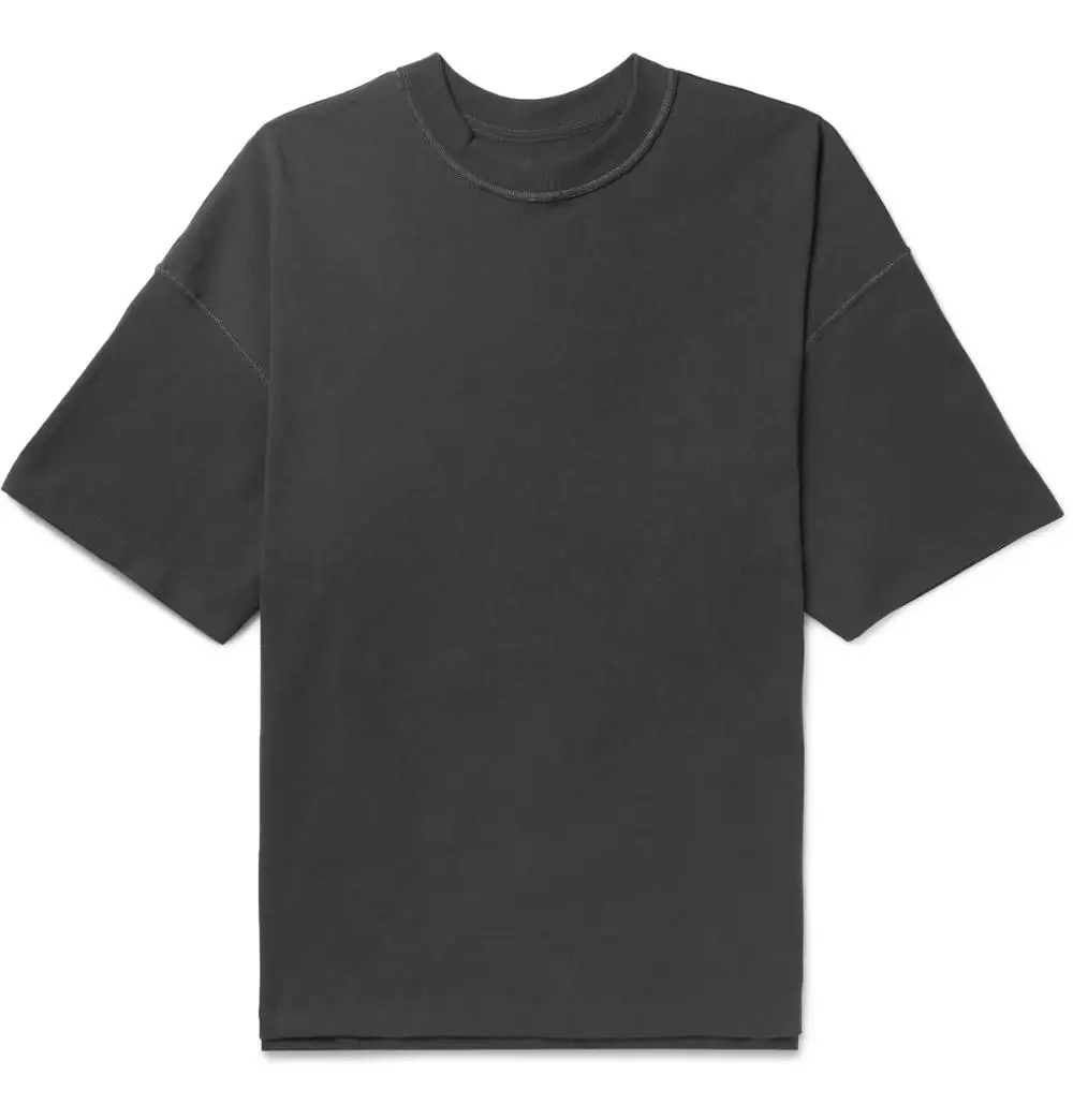 Oversized Cotton Jersey T-shirt Charcoal Ribbed Crew Neck 100% Cotton ...