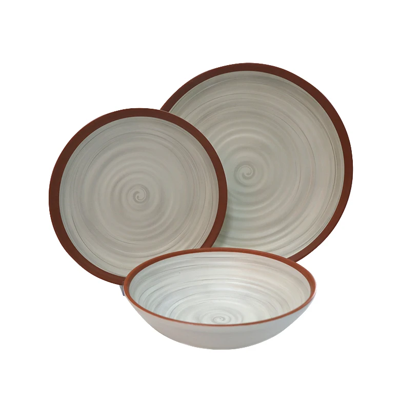 China factory cheap price OEM eco friendly plastic kitchenware melamine creamy white korean unbreakable dinnerware sets luxury