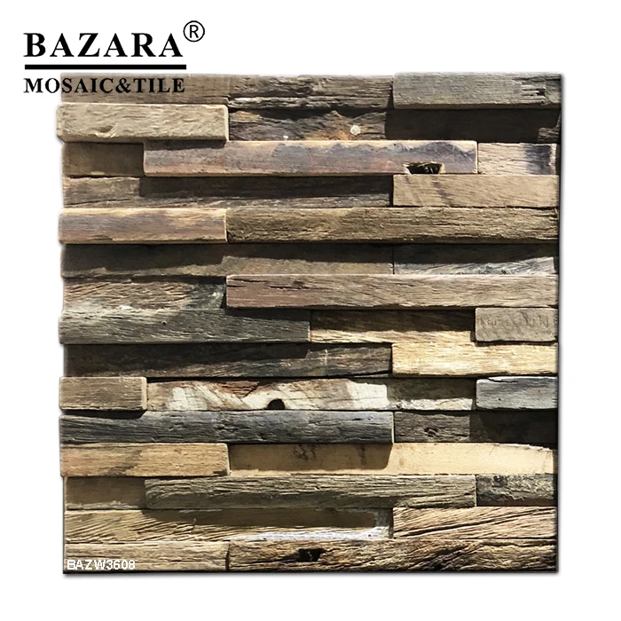 Old ship wood tile wall mosaic for indoor decoration wall decor