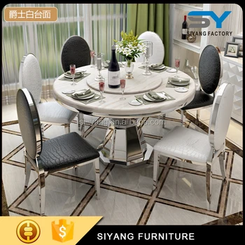 Dinning Table Set White Marble Round Dining With 6 Seater Ct012 Dinning Table Set White Marble Round Dining With 6 Seater Ct012