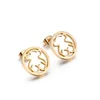 Hot Selling Fashion Stainless Steel Bear Shaped Ladies Earrings Gold Simple Studs