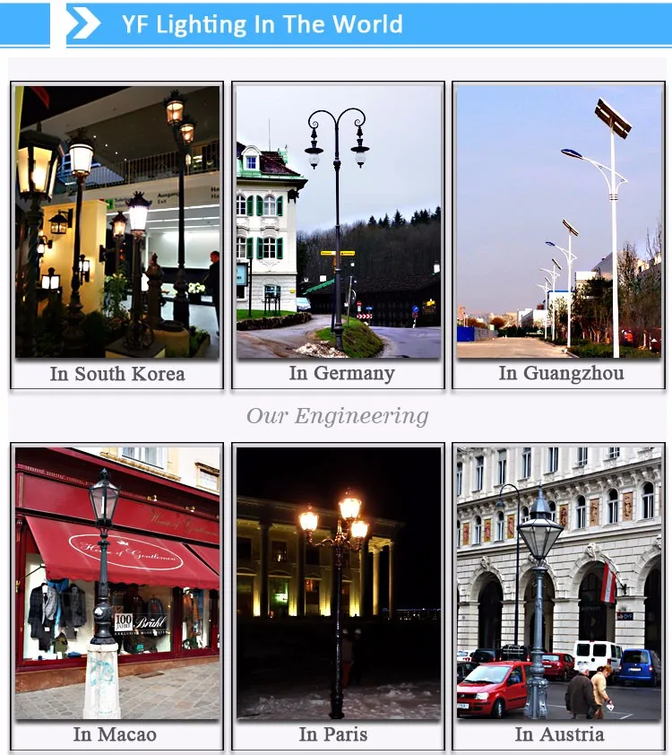 Euro style antique design steel pole galvanized yard light poles