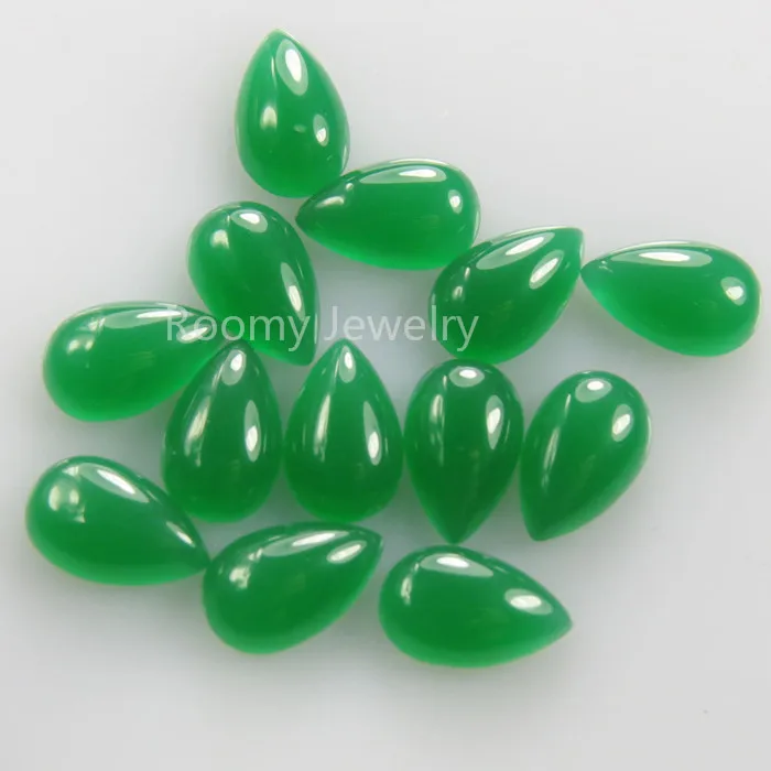 Loose High Quality 3a Jade Natural Green Pear Cut Manmade Jade