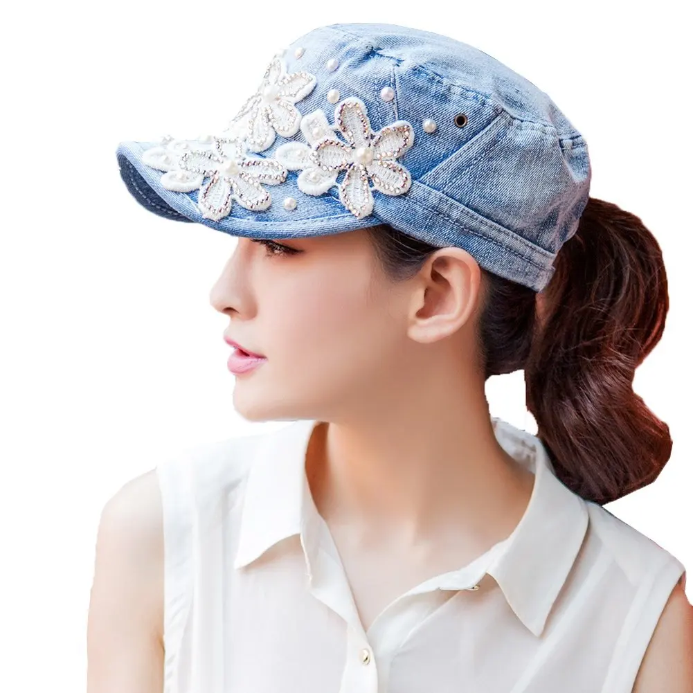 Yimidear Female UV sun hat Cowboy hat Lady summer outdoor sports visor cap Women Baseball cap Peaked cap (Middle Blue)