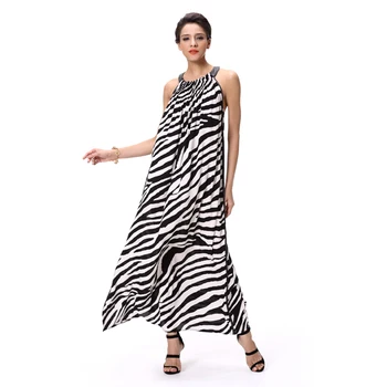 Zebra Stripes Print Loose Halter Dress Chinese Clothing Companies - Buy ...