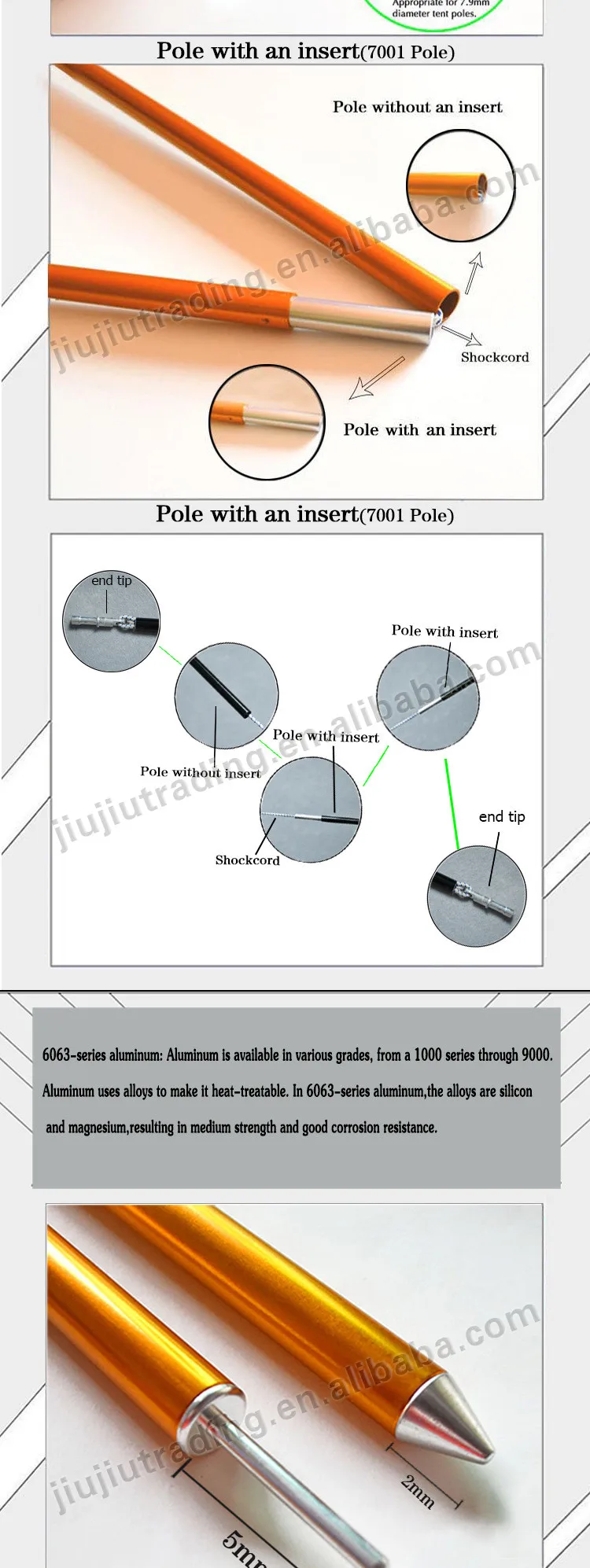 Factory Low Price Adjustable Flexible Camping Extension Tent Poles
