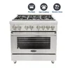 Commercial-Style 36 in. 4.5 cu. ft. Dual Fuel Range with 6 Italian Burners Cast Iron Grates and 8 Function Electric Oven