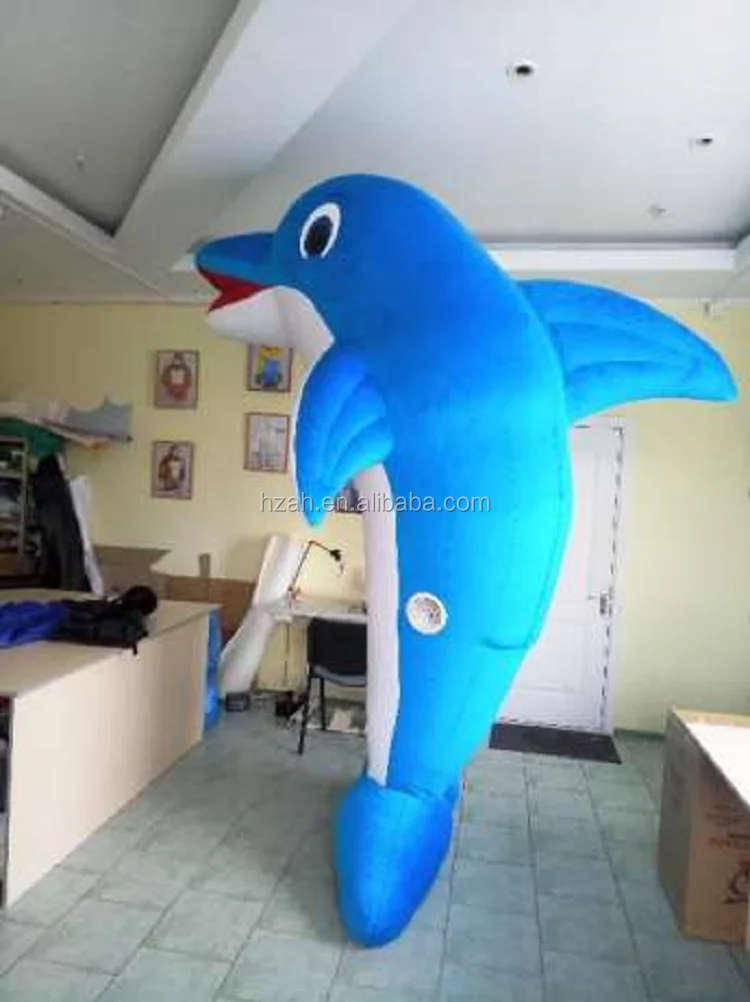 Blue Inflatable Costume Dolphin Cartoon For Advertising Decoration