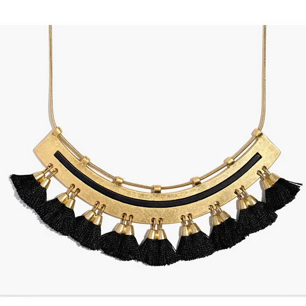 Tiny Tassel Disk Drop Necklace Tiny Brown And Black Tassel Necklace ...