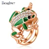 LZESHIN Animal Shaped 14k Gold Enamel Frog Finger Ring Ri-HQ1029-A