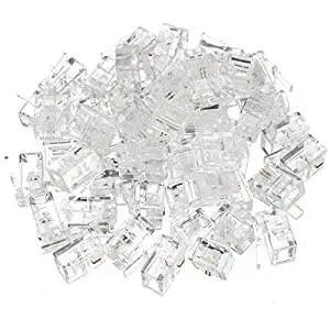50Pcs Durable 2Pin RJ11 RJ-11 Modular Plug Telephone Cable LAN Connector / 50Pcs Durable 2Pin RJ11 RJ-11 Modular Plug Telephone Cable LAN Connector . . Specification: . Color: Transparent .