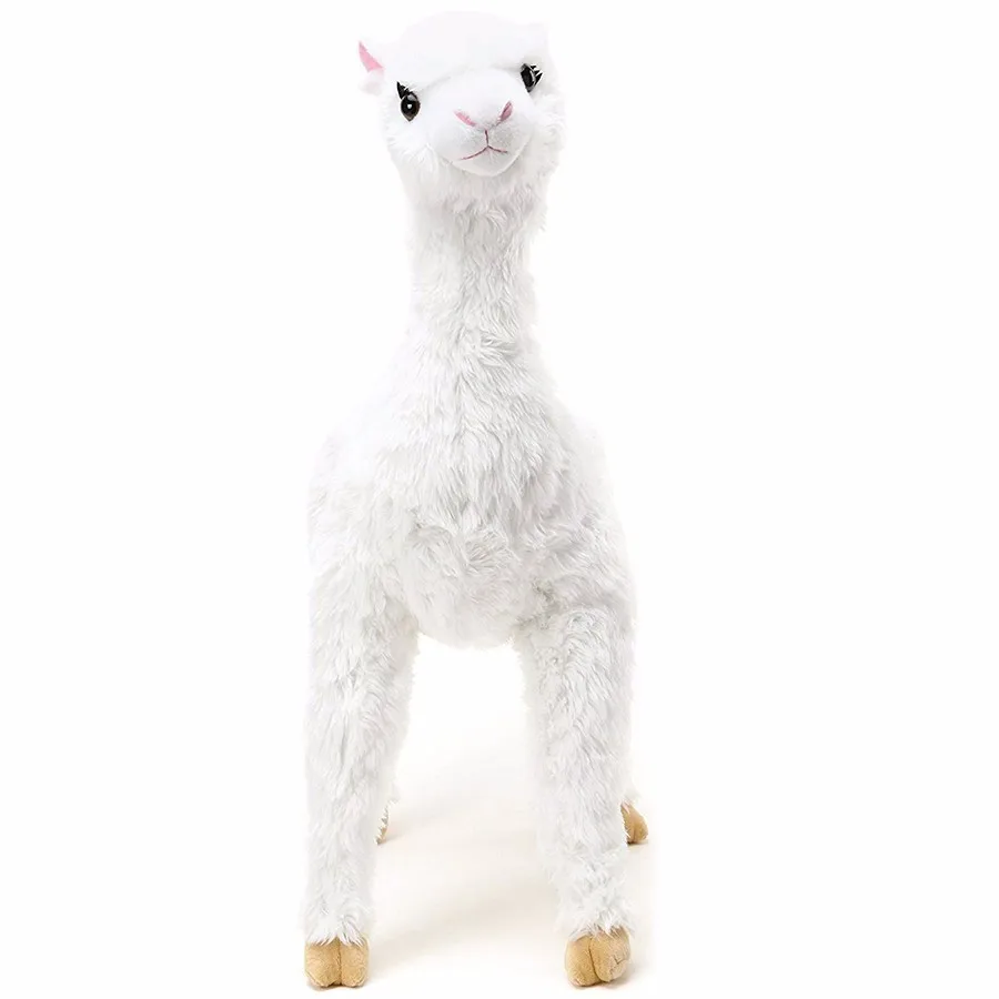 A553 Big Stuffed Animal Plush Llama Alpaca Toy White Standing Premium