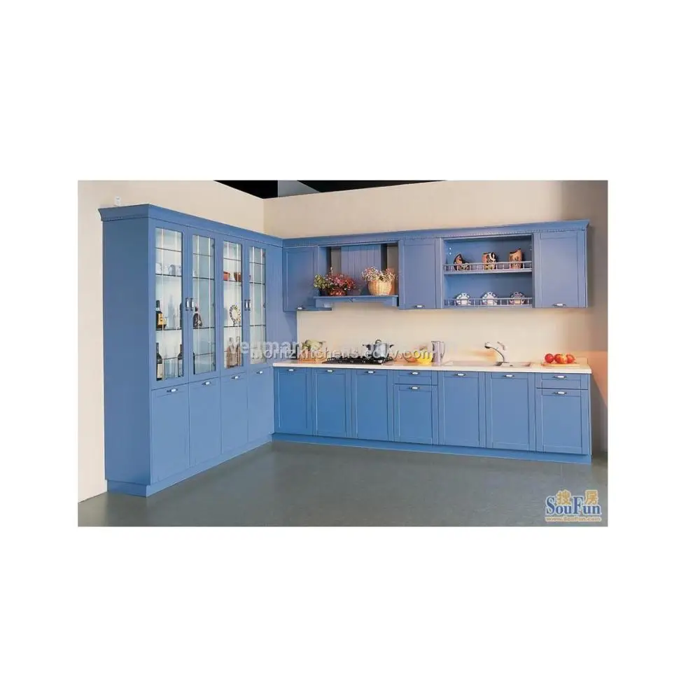 Simple Design Blue Kitchen Cabinet Cheap Pantry Cabinet For L