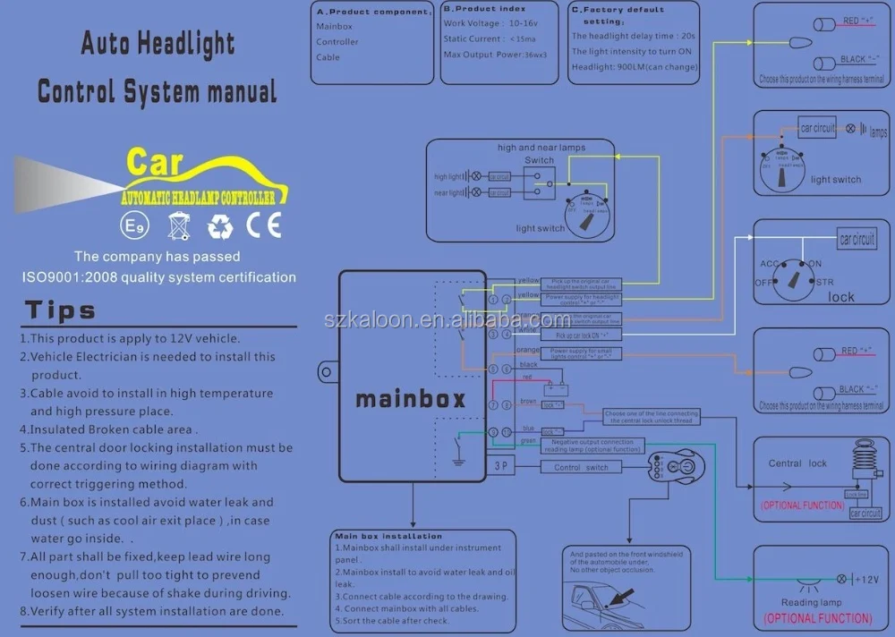 Auto Light Sensor Car Automatic Headligh Control System Buy Auto