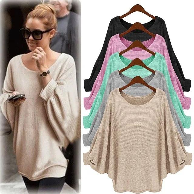 Hot Selling Spring Irregular Girl Knitting Cape Loose Women Sweater