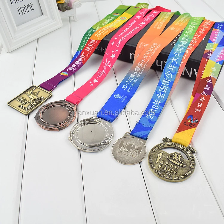 Oem Custom Marathon Awards Sport Satin Ribbon Medal Lanyard - Buy ...