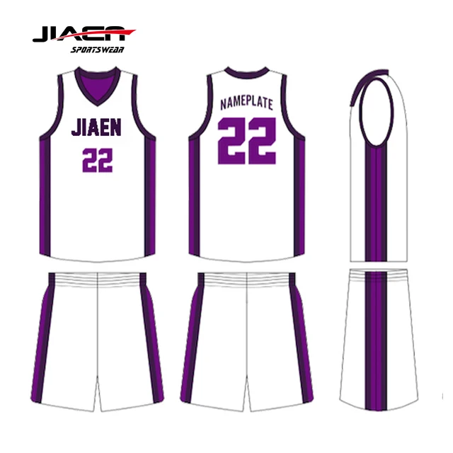 purple and white basketball jersey