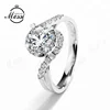 High-end Swirl Solitaire with Side Accents18K Moissanite Wedding Ring