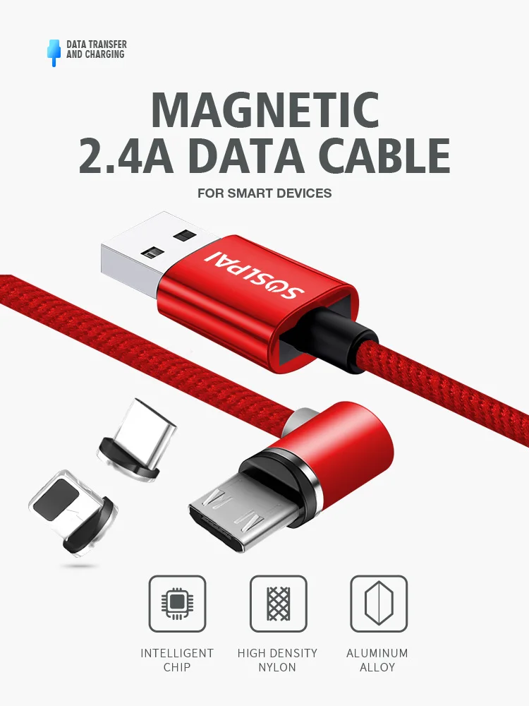 wholesale multi use usb cable 2.4a nylon braided micro usb magnetic cable for samsung - ANKUX.COM