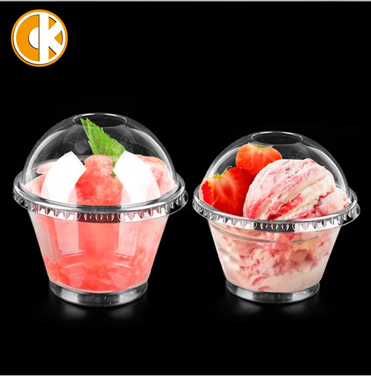 16oz 500ml Disposable Plastic Ice Cream Cup With Dome Lid Buy