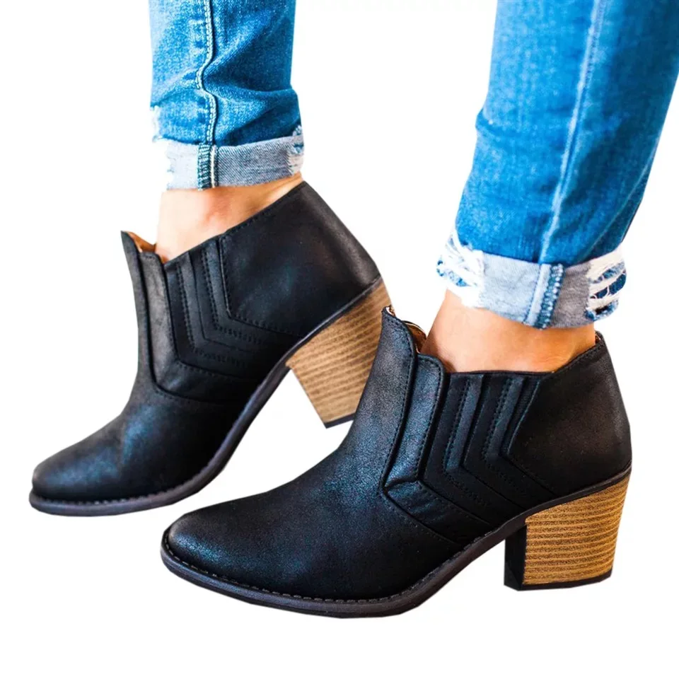 low heel pointed toe ankle shoes