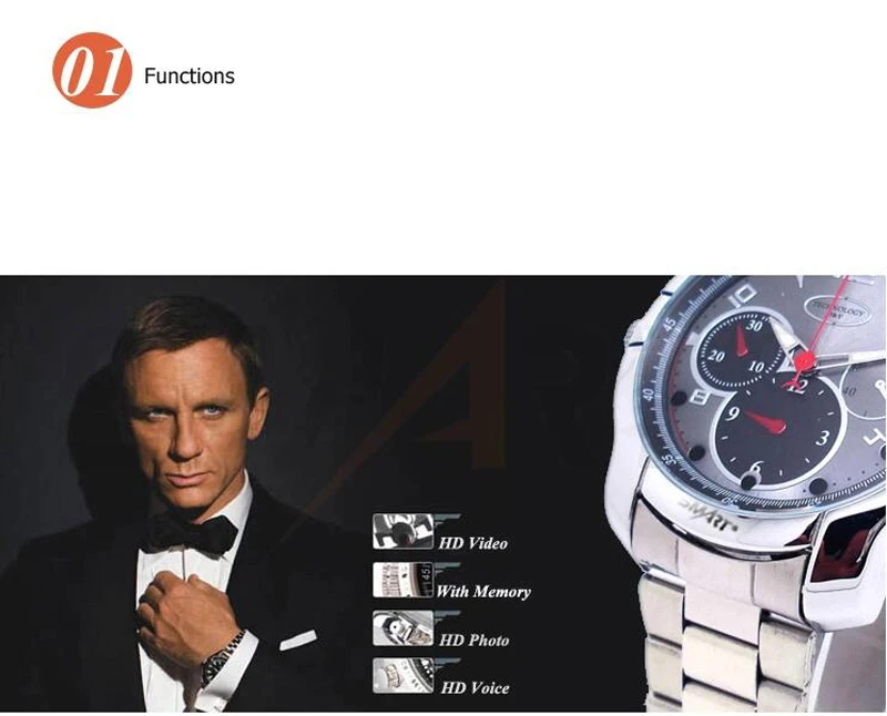 Night vision 1080P full hd Mini Spy Hidden Camera Watch mini video camera with 16gb