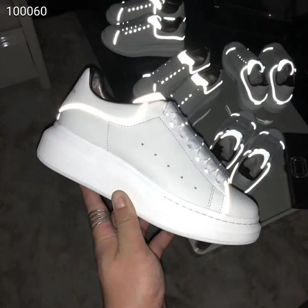 White Sneakers Illuminated Shoes Reflective Designer Casual Shoes